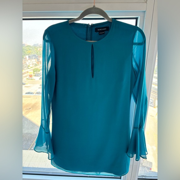Marciano long sleeved dark turquoise dress - size Small - Picture 2 of 4